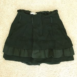 BALENCIAGA mini skirt black XS silk tiered